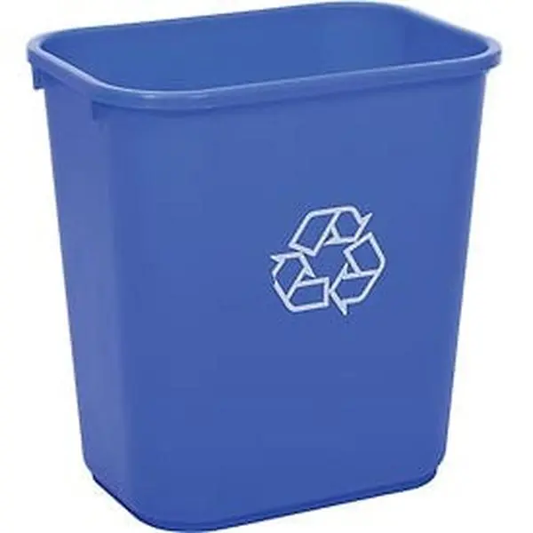 Global Industrial 2818-1 28.125 qt. Plastic Recycling Wastebasket, Blue, Container Indoor Recycling Bins, Heavy Duty Plastic Indoor Recycling Bins