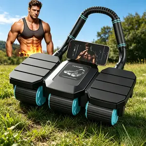Upgraded Stable 6-Wheel Auto-Return Elbow Support Ab Roller Wheel, Stable Durable Black PP with Blue Accents, Pain-Free Home Core Workout Equipment, Full-Body Abdominal Trainer