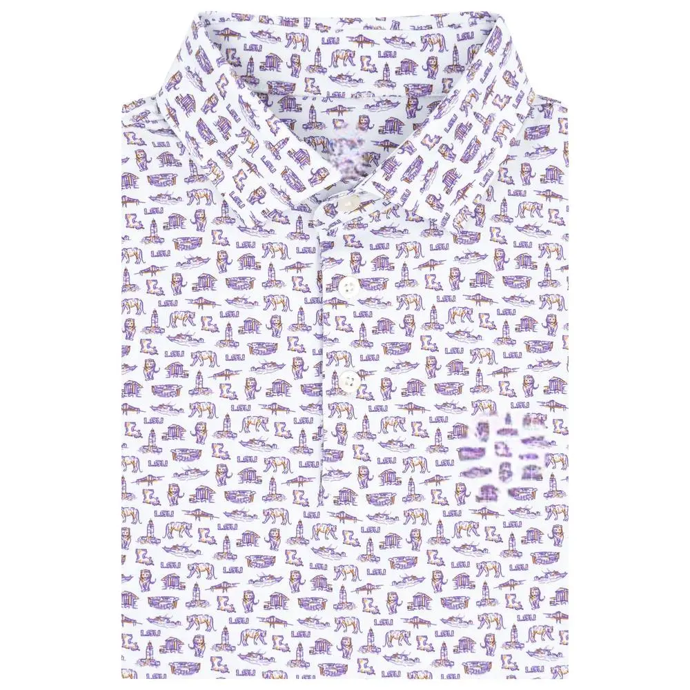 The LSU College Town Men's Short Sleeve Collegiate Polo, Style 3D Polo Unisex