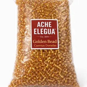 Ache Elegua Golden Beads 1 Pound Bag Smooth Glossy Finish High-Quality for Bracelets Jewelry DIY Craft Projects Ideal for Beginners & Professionals