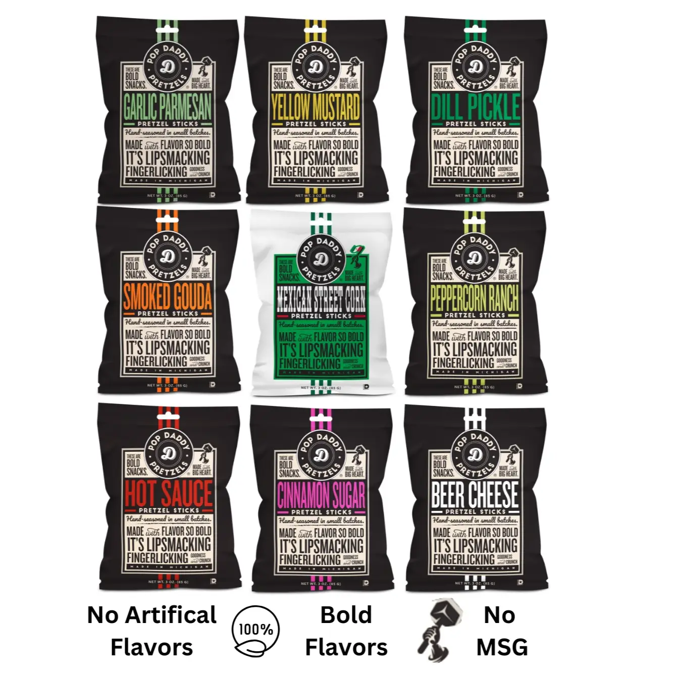 Pop Daddy Pretzels - Best Sellers Sampler Pack - 9 bags