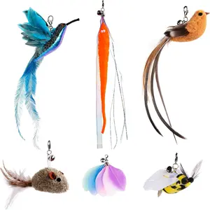 Refills, 6 count  Bird   Worm   Lures Wand Attachment Replacement for Kitty Kitten Indoor Cats Accessories