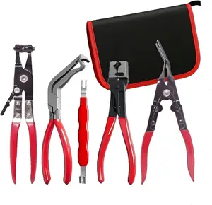 5-Piece Automotive Electrical Disconnect Pliers Kit, Carbon Steel Connector & Clip Removal Tools with 60° Angled Reach, Plug Release & Wire Terminal Remover for Auto Repair