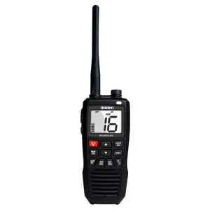 Uniden Atlantis 275 Floating Handheld VHF Marine Walkie Talkie with Audio Function, Water Proof Design, LCD Display, and Charging Capability