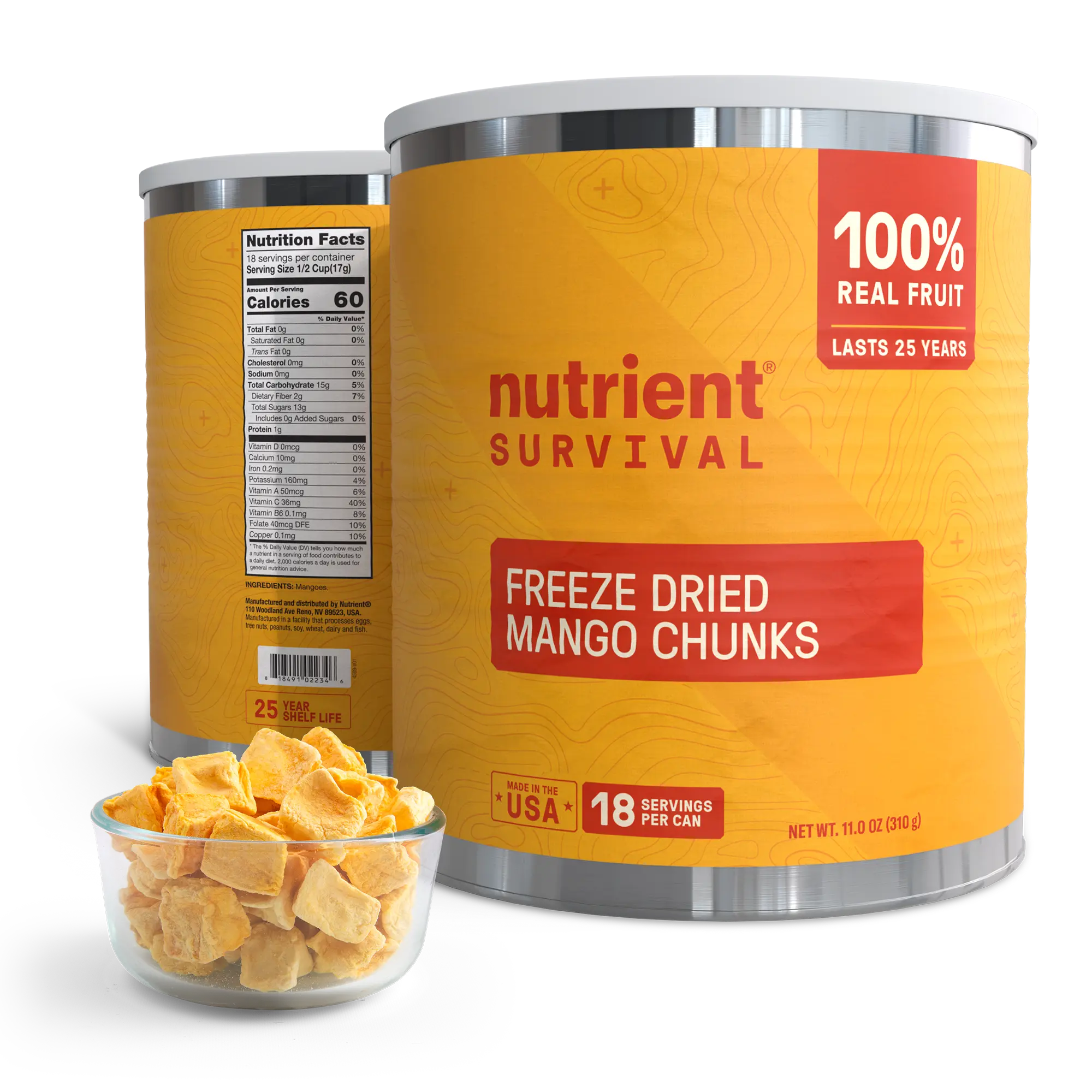 Freeze Dried Mango Chunks #10 Can