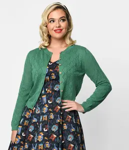 Green Perforated Heart Cardigan