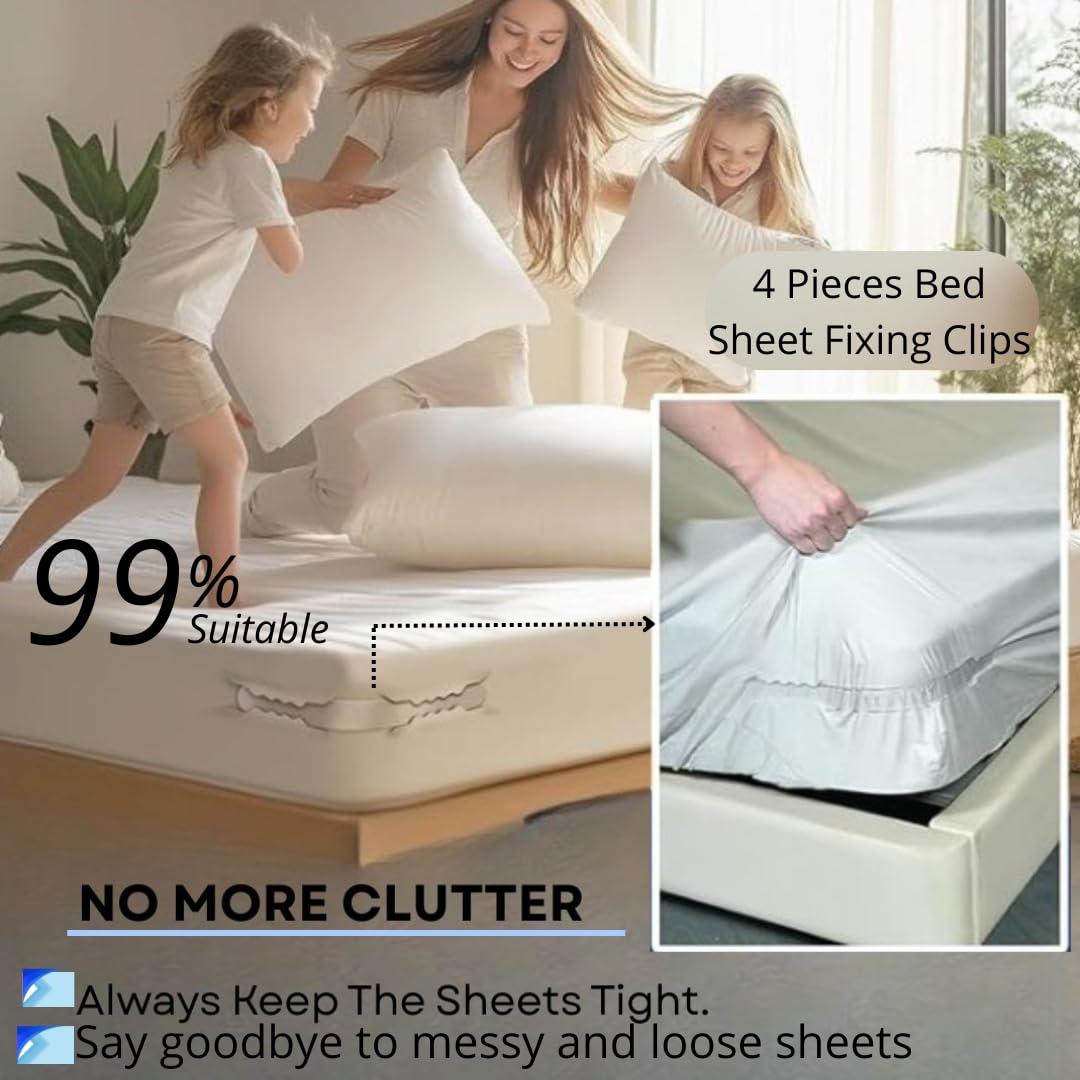 4pc Bed Sheet Holder Strips - Secure Fit for Mattress, No More Slipping or Wrinkles - Adjustable Elastic Straps with Strong Grip for All Bed Sizes 4pc Bed Sheet Holder Strips - Secure Fit for Mattress, No More Slipping or Wrinkles - Adjustable Elastic Straps with Strong Grip for All Bed Sizes