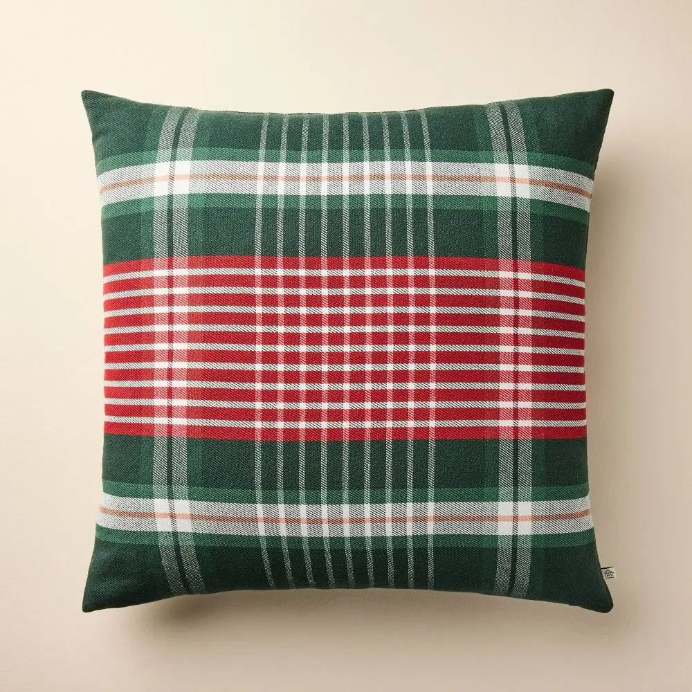 24"x24" Plaid Square Toss Pillow Red/Green - Hearth & Hand with Magnolia 24"x24" Plaid Square Toss Pillow Red/Green - Hearth & Hand with Magnolia