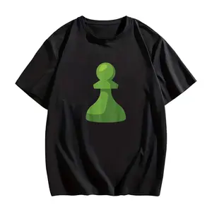Chess.Com Chess Pattern Men And Women Comfortable Casual Short Sleeve Round Neck Shirt, Anti Shrink Water Technology Black - Suitable for Chess Players And Strategy Game Enthusiasts