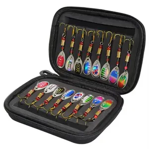 16pc Fishing Lure Spinner Kit w/ Case – Trout Bass Salmon Metal Spoon Set