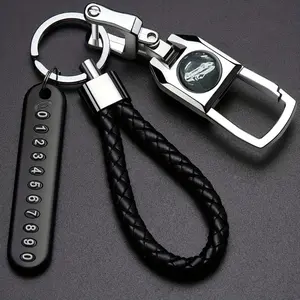 1 Piece Car Keychain Anti-Lost Phone Number Plate Keychain Keychain Men's Creative Alloy Metal Keychain Gift Accessories
