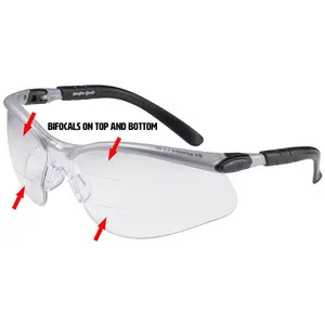 3M BX Dual Reader Safety Glasses with Clear Anti-Fog Lens and Upper/Lower Diopters
