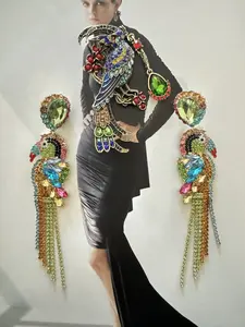 Colorful Parrot Enamel Brooch and Earrings