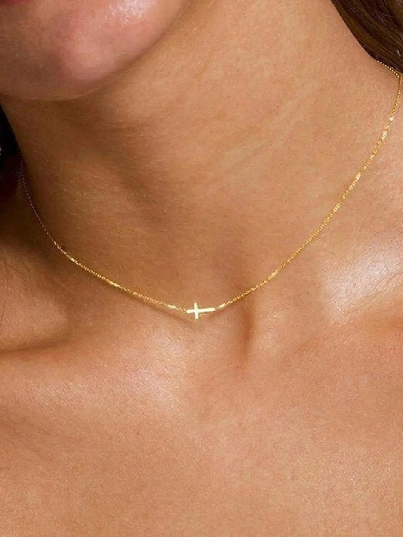 Elegant Horizontal Cross Pendant Necklace, Alloy Chain, Perfect for Daily Wear & Holiday Gifts, All Season Jewelry Accessory, Trendy Jewelry, Cross Design Necklace, Cross Necklaces