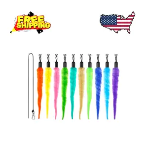 10PCS Cat Worm Toy for Cats, Cat Wand Toy Accessories,1PC Black String for Cat Fishing Pole Toy