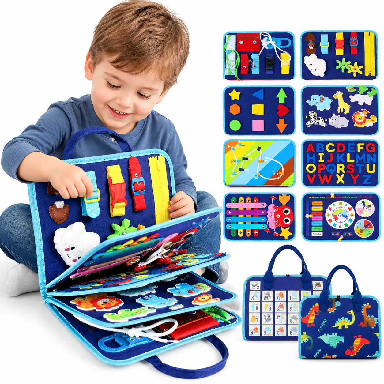 Busy Board, Montessori Toys for Boys, Sensory Board Birthday Gifts - Educational Busy Book, Learning Toys, Preschool Learning Activities and Travel Toys for Airplane Car