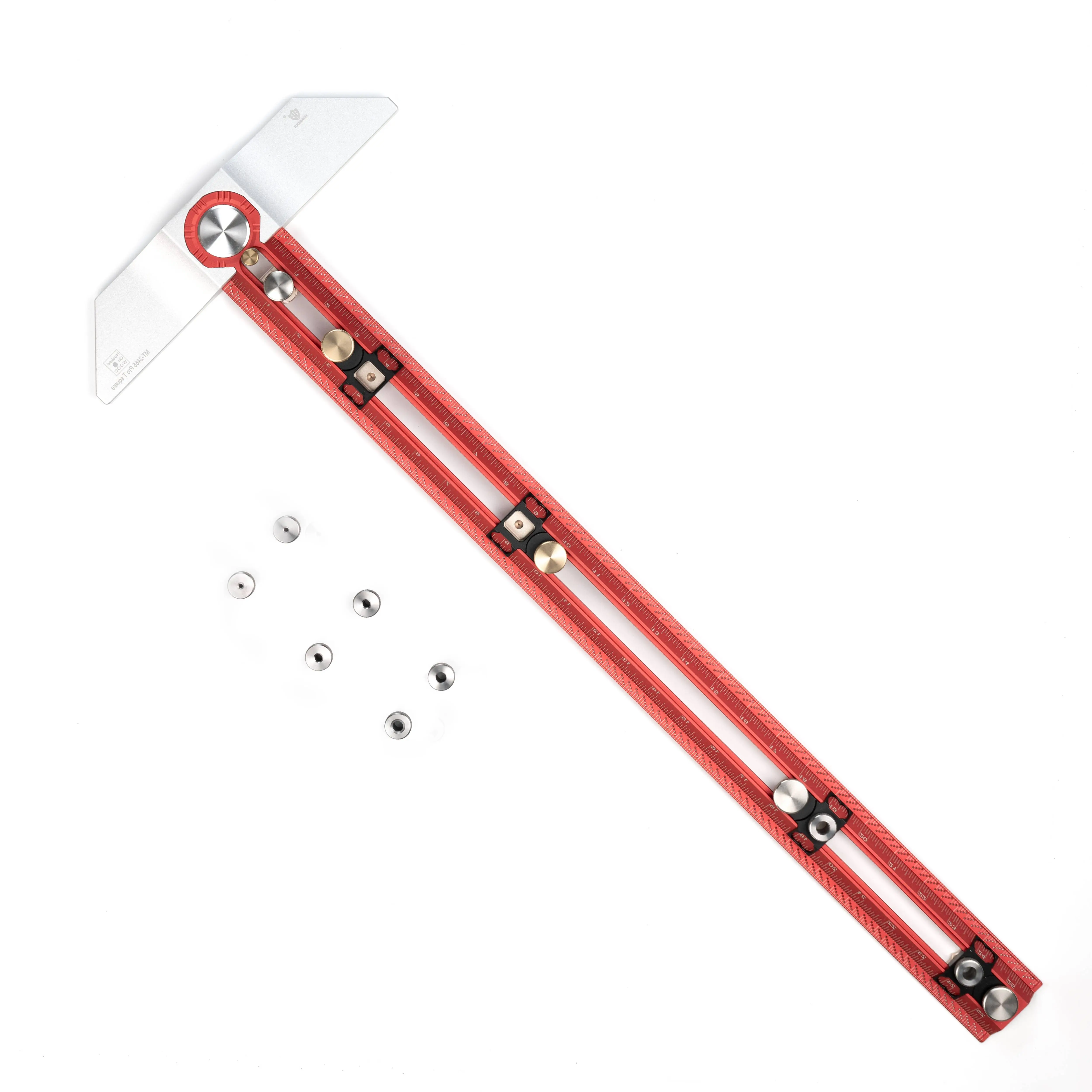 HONGDUI 25 Inch Woodworking T Square Ruler with Drill Bushing, 2 in 1 Compass Scriber Aluminum Alloy, Adjustable Precision Line Drawing Ruler Carpenter Square Woodworking Tool