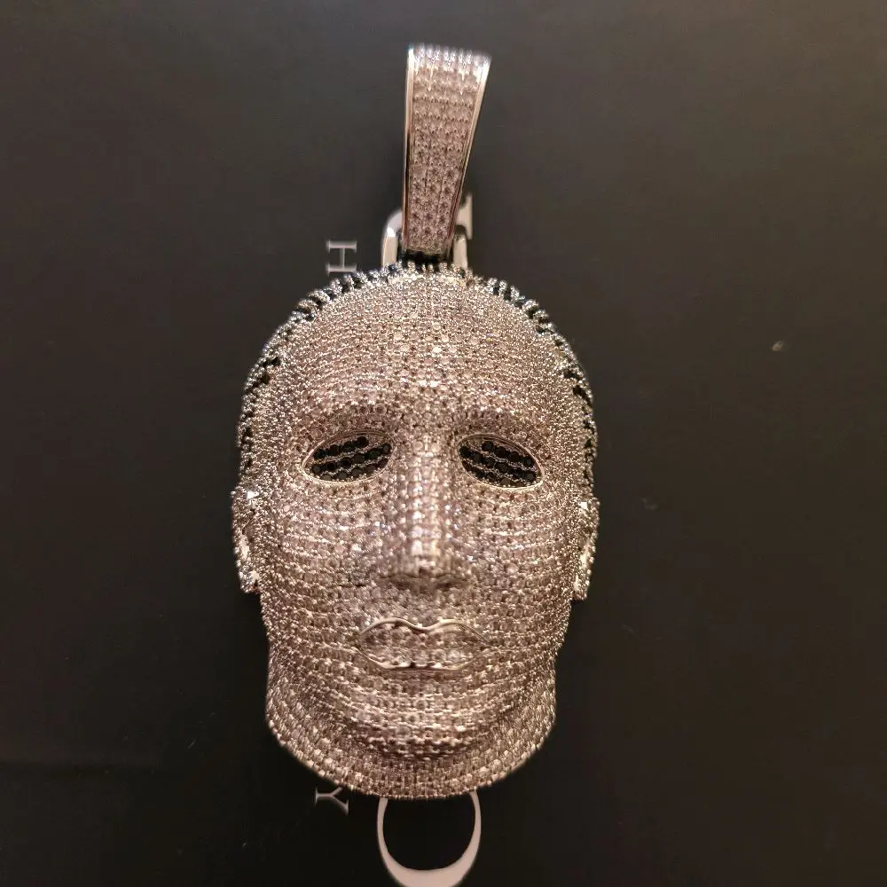 Iced Out Moissanite Michael Myers Pendant, Hip-Hop Style Jewelry for Men-Women, Stainless Steel Chain Compatible Accessory