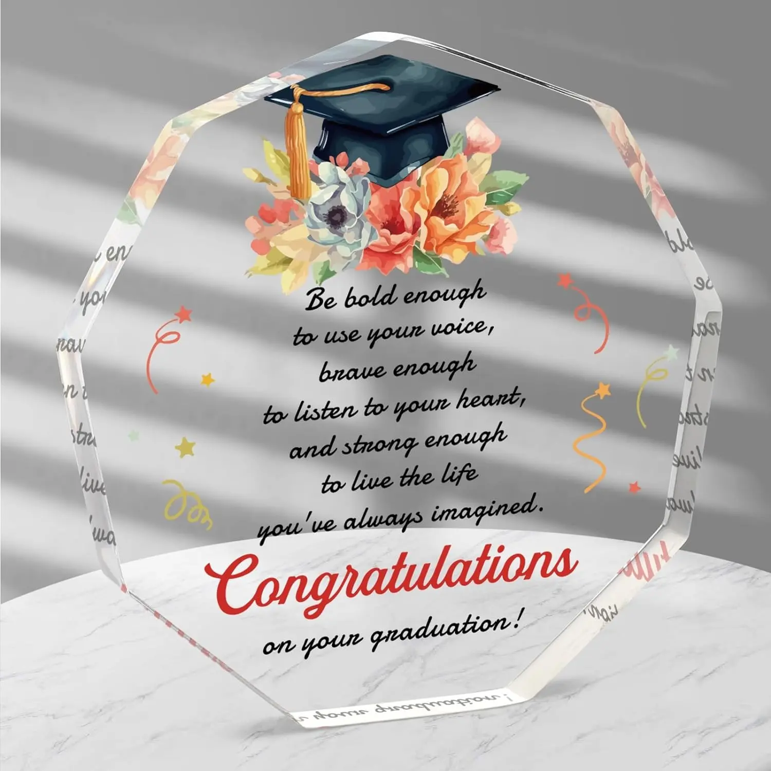 Acrylic Graduation Gift, Letter Design Acrylic Ornament, Acrylic Desktop Ornament, Graduation Gift for Friends, Home Decor for Living Room, Bedroom, Office