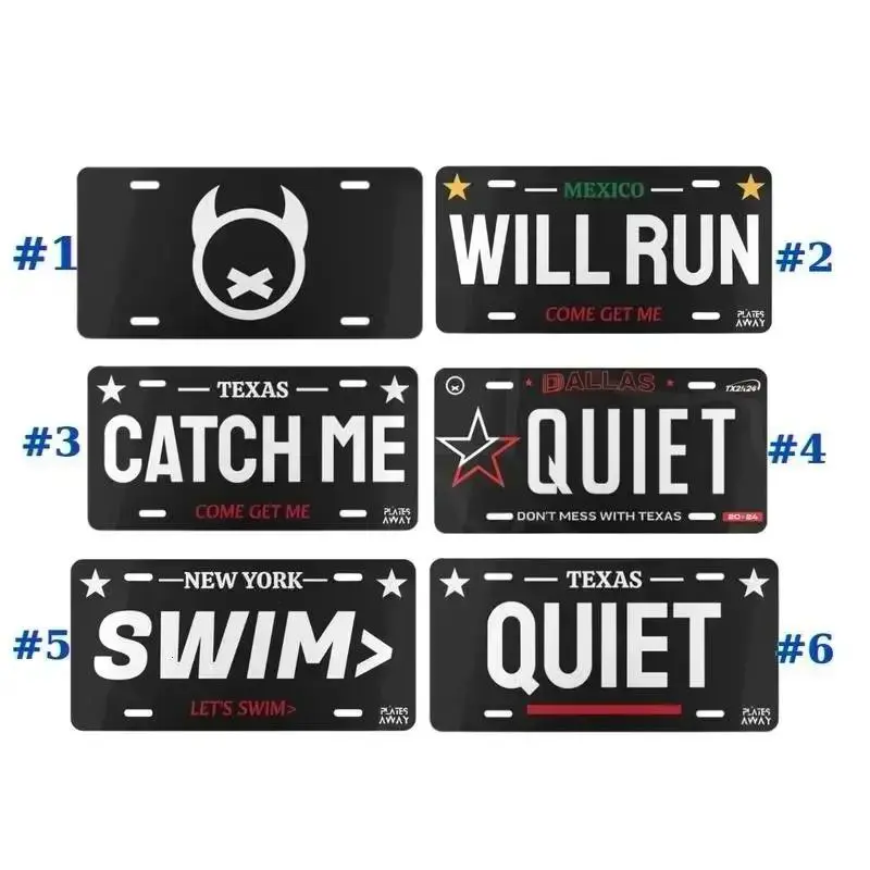 Trendy Classic License Plate – Quiet, Catch Me, Swim, Will Run 12" x 6" Aluminum Vanity Tag for Cars, Trucks, & Decorative Metal Decor