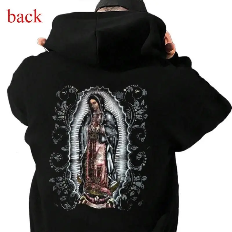 Our Lady of Guadalupe Hoodie – Vintage Virgin Mary Graphic Sweatshirt, Unisex Classic Cotton Pullover for Men and Women, Soft Washed Fabric with Minimalist Retro Religious Design, Made in USA.LKD
