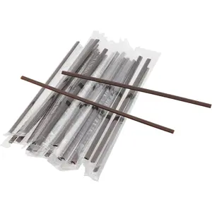 100 Individually Wrapped 7in Disposable Coffee Straw Stirrers, Three Hole Design, , Plastic, Coffee Color