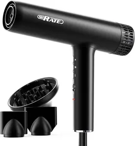 SHRATE Hair Dryer, Professional Brushless Motor Ionic Blow Dryer, 3 Heat Settings & 3 Speed with Diffuser & 2 Concentrator Nozzles for Easy Styling Healthy Hair