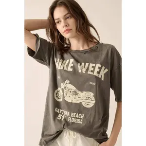 Bike Week Distressed Oversize Graphic Tee