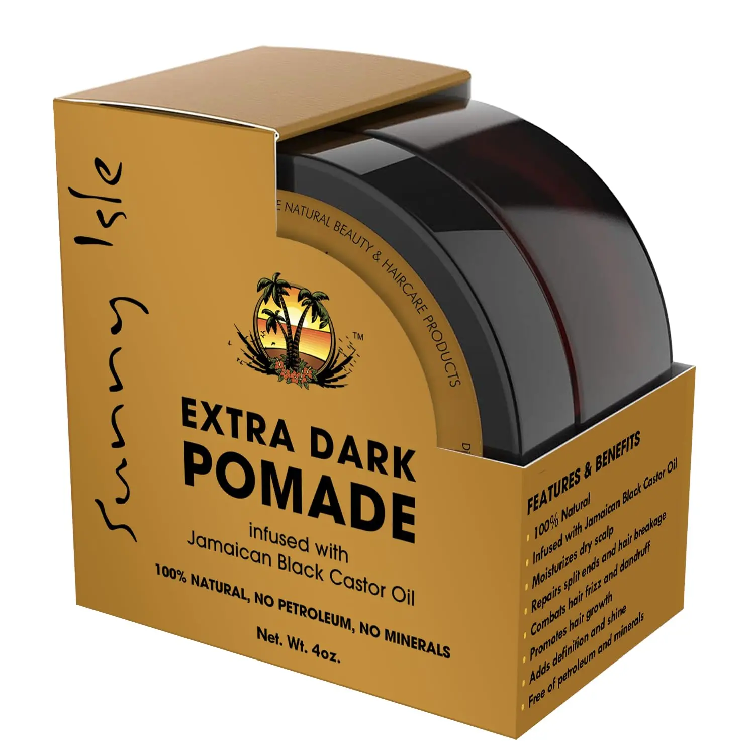 Sunny Isle Extra Dark Jamaican Black Castor Oil Hair Food Pomade Cream - 4 oz, with Coconut, Olive, Rosemary, Mint, for Haircare Moisturizing & Dandruff Fighting