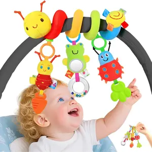 Babies 0-6 Months, Upgraded Spiral Hanging Crib Stroller Activity Toys with Detachable Rattles, Baby Car Seat Accessories Toy for Developing Sensory Skills, Gift for Newborn Infant Assorted Puppy Teething Basket toys  n  joy 18  month  old baby play groce