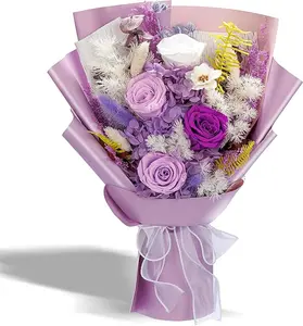 Valentines Day Flowers Gifts for Her, Flowers for Delivery, Preserved Flowers Bouquets, Birthday Gifts for Women, Mothers Day Flowers, Christmas Gifts (Purple) Decor Artificial Tulips