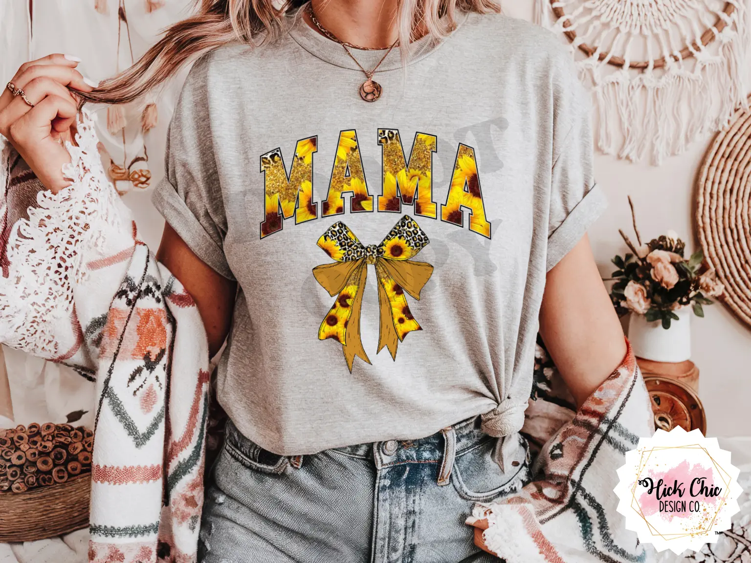 DTF Transfer Print Sunflower Leopard Cheetah Mama with bow-multiple sizes dtf transfer