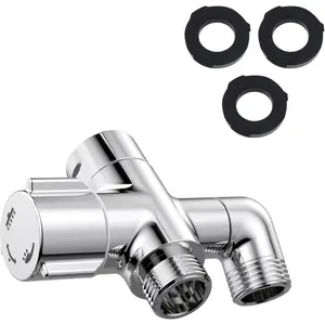 Solid Brass 3 Way Shower Arm Diverter Valve for Handheld Shower Head and Fixed Spray Head G1/2 Universal Bathroom Replacement Part Chrome Finish