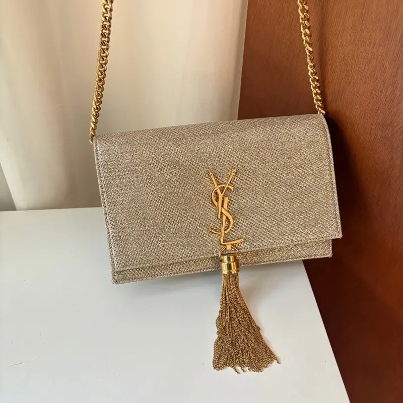 Pre-owned Yves Saint Laurent leather Crossbody Bags YSL gold crossbody bag with gold strip
