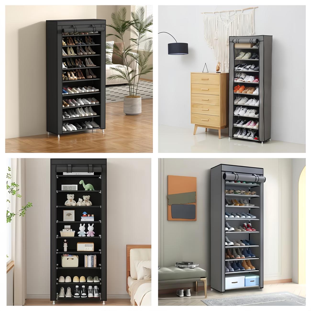 6/10-Tier Shoe Rack with Dust Cover, Shoe Storage Organizer Shelving Unit, Ideal for Hallways and Bedrooms