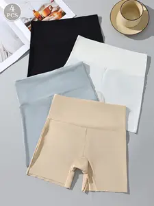 HOTCOM Random 6PCS Women's Boyshort Underwear Basic Full Coverage Seamless Lingerie Comfort Stretch Boxer Briefs Dress Fit Womenswear