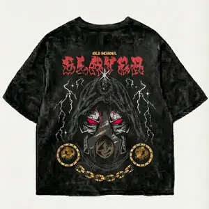 Old School Slayer Acid Wash Tee | OSRS RuneScape Streetwear | Level 99 Grind Vintage Oversized Graphic Shirt | Retro MMORPG Gamer Apparel | Heavy Metal Dark Fantasy Aesthetic. Ready for your next Slayer task!