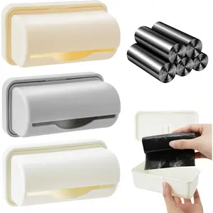 Trash Bag Holder Dispenser, Wall Mounted Plastic Bag Organizer with Trash Bags 100 Counts, Garbage Bag Holder Under Sink for Bottom of Can for Kitchen Cabinet