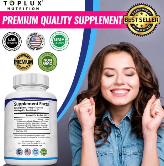 Toplux Magnesium Complex 8 Essential Magnesium Supplement 1000mg