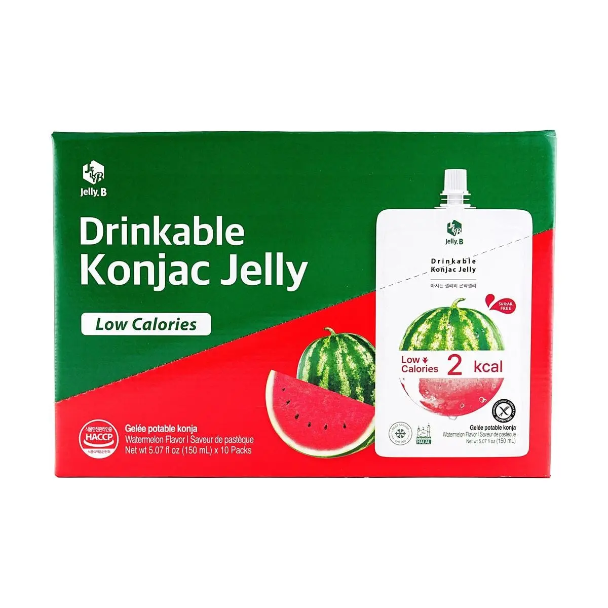Korean Jelly.B Konjac Jelly Watermelon Flavor - 10 Pack | Low-Calorie, Vegan Snack Korean Jelly.B Konjac Jelly Watermelon Flavor - 10 Pack | Low-Calorie, Vegan Snack