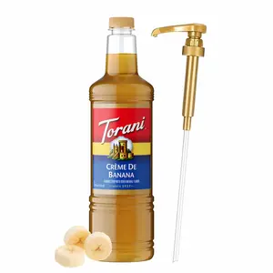 Torani Creme De Banana Syrup 1 Liter Bottle with Pump - Premium Banana Flavoring with Pure Cane Sugar & Natural Ingredients for Coffee, Cocktails, Desserts, Smoothies & More