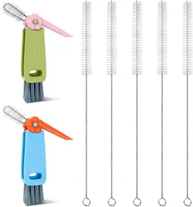 7Pcs 3-in-1 Cup Lid Gap Cleaning Brush & Straw Brush Set, Reusable Metal Straw Cleaner, Multifunctional Bottle Cleaning Kit for Sippy Cups & Water Bottles