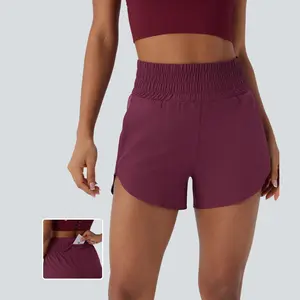 Halara Breezeful High Waisted Multiple Pockets 2-in-1 Curved Hem Quick Dry Running Shorts 3.5''