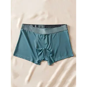 5pcs Men's Ice Silky Boxer Briefs - Breathable, Comfortable, Elastic Sports Shorts, Durable Solid Color Underwear for Casual Attire, Machine Washable