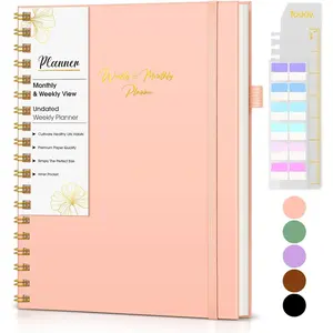 Undated Weekly and Monthly Planner, B5 Large Weekly  Notebook with Goal & Habit  Organizer, Hardcover Spiral Bound Blank Monthly Planners for Work School  7.4" x 9.64"