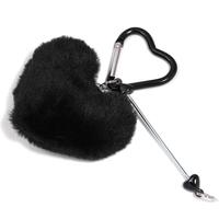 ZK571012  Heart pom-pom keychain  black/5pcs