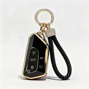 for VW Atlas Key Fob Cover Premium TPU Car Remote Case Holder Keychain Compatible for Volkswagen ID4 MK8 Golf GTI 2025 2024 -Black White