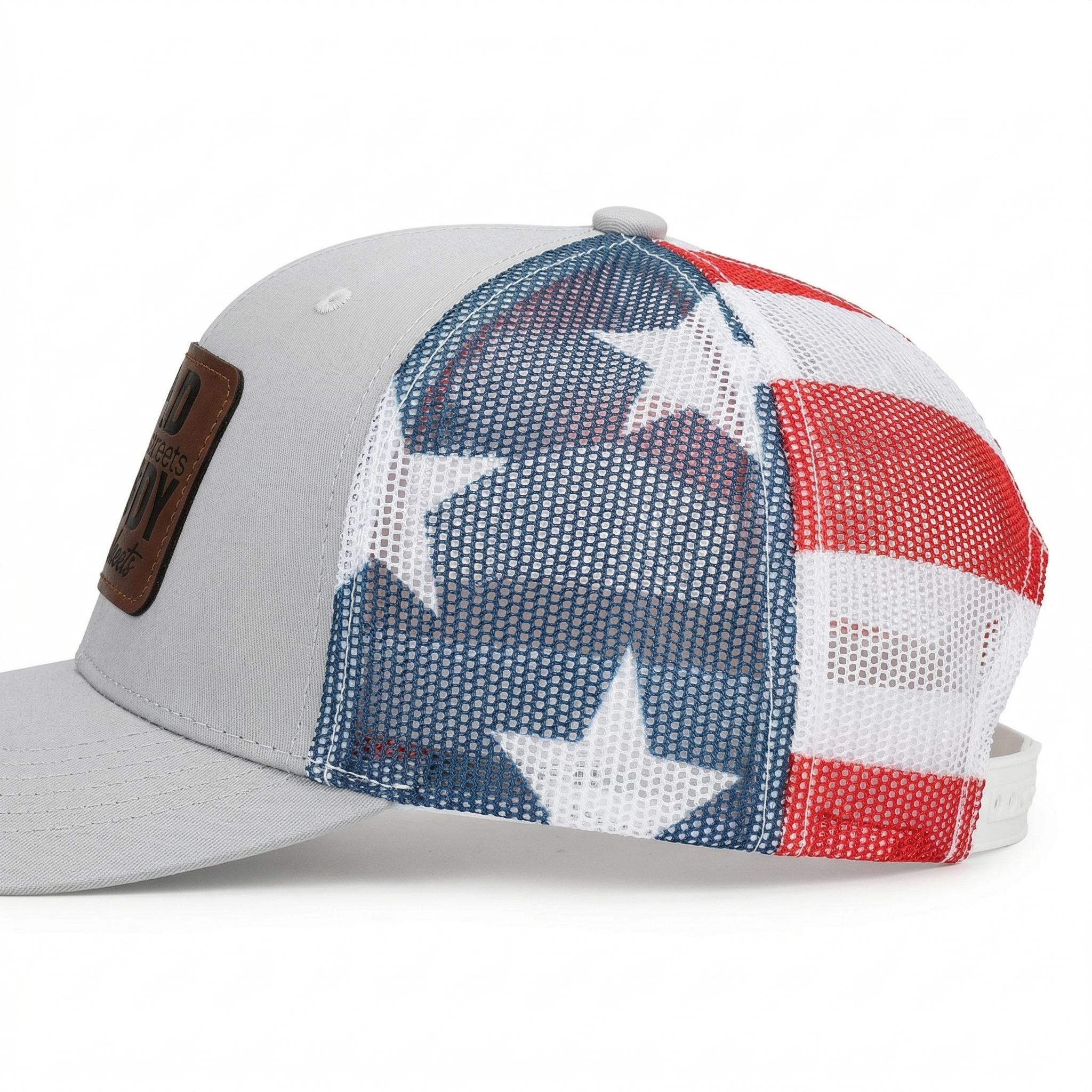 Best Husband Gift EVER!  Funny "Daddy" Leather Patch Hat  American Flag Mesh Trucker Cap