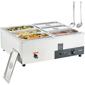VEVOR 6-Pan Commercial Food Warmer, 6x 8QT Electric Steam Table, 1500W Professional Countertop Stainless Steel Buffet Bain Marie with 86-185F Temp Control for Catering and Restaurants,VEVOR Super Brand Day