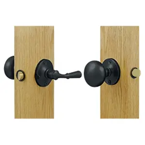 Storm Door Latch with Round Tubular Lock, Black - Solid
